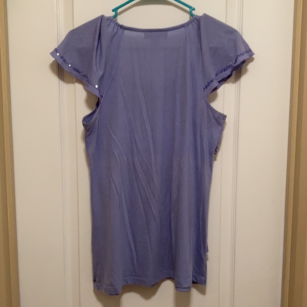 Size Petite M Style & Co. Lavender Ruffled Top - Picture 6 of 6